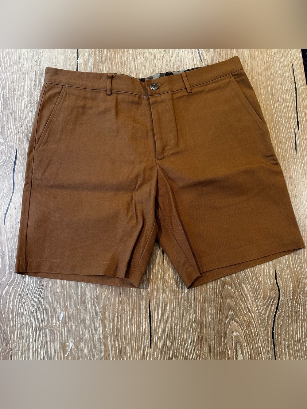Men's Flat Front Brown Chino Shorts